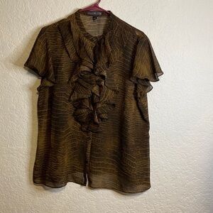 AMERICAN Living snake print ruffled button down shirt xl